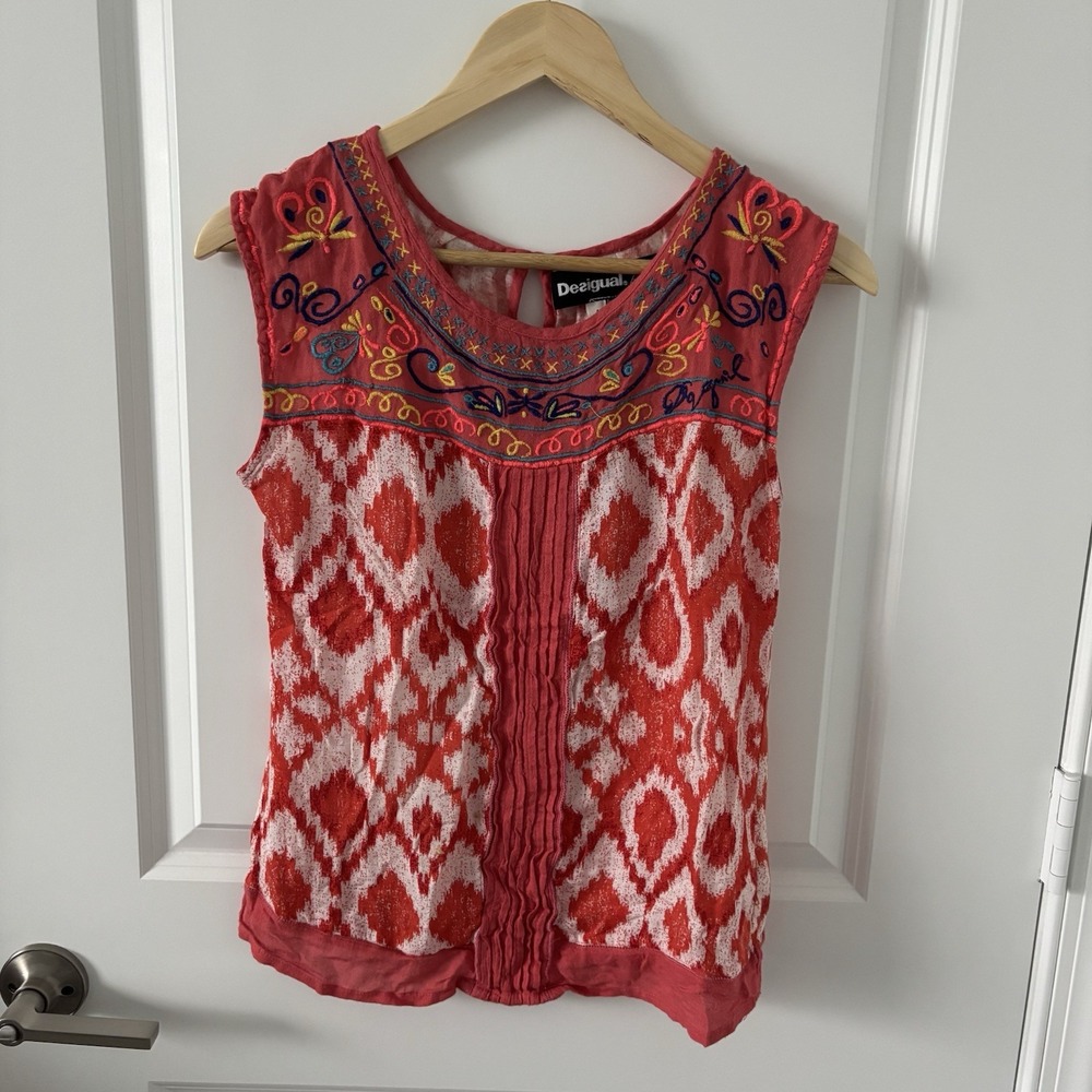 Christian LaCroix x Desigual | Embroidered Sleeveless Top Size M Boho Festival